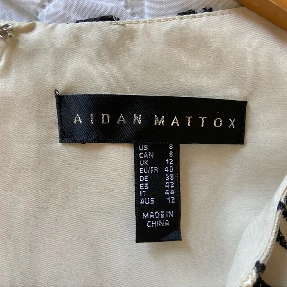 Like New Aidan Mattox Black and White Floral Mini Dress size 8 - Picture 7 of 8